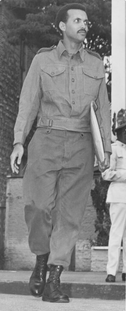 Rex Lassalle attending his commonwealth court martial, 1971